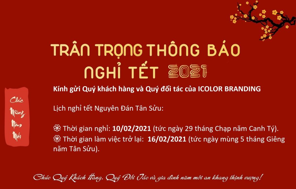 THÔNG BÁO LỊCH NGHỈ TẾT NGUYÊN ĐÁN TÂN SỬU